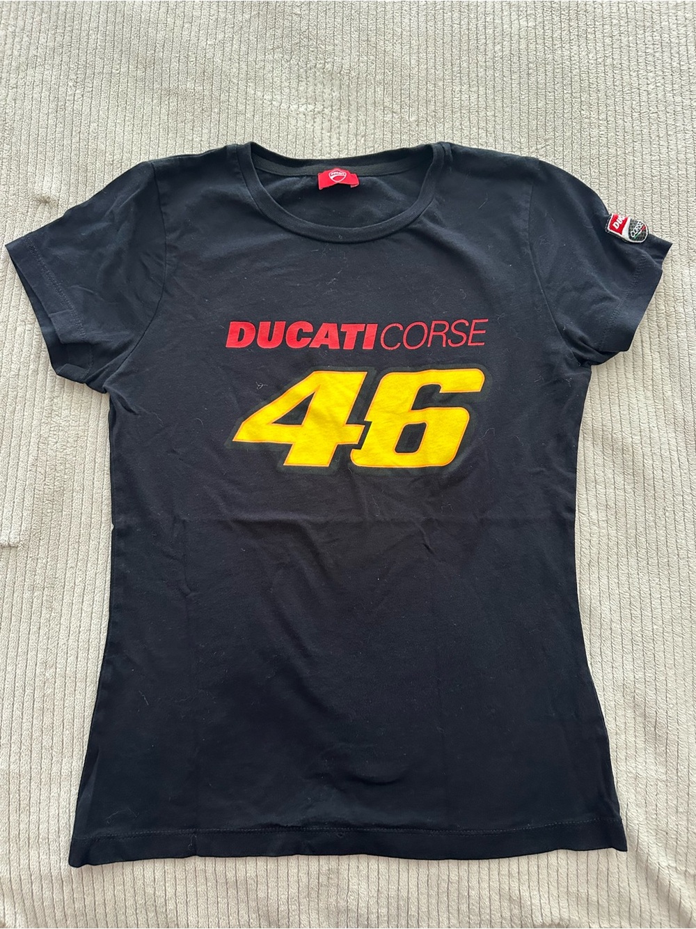 Ducati Corse Women's Black Tee with Yellow 46 Graphic